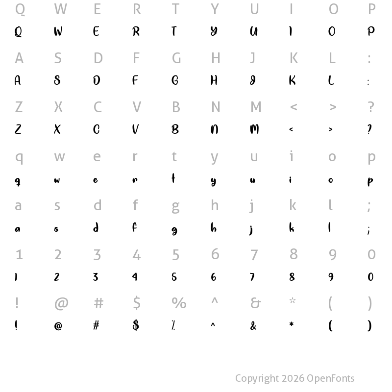 Character Map of Good Unicorn Regular