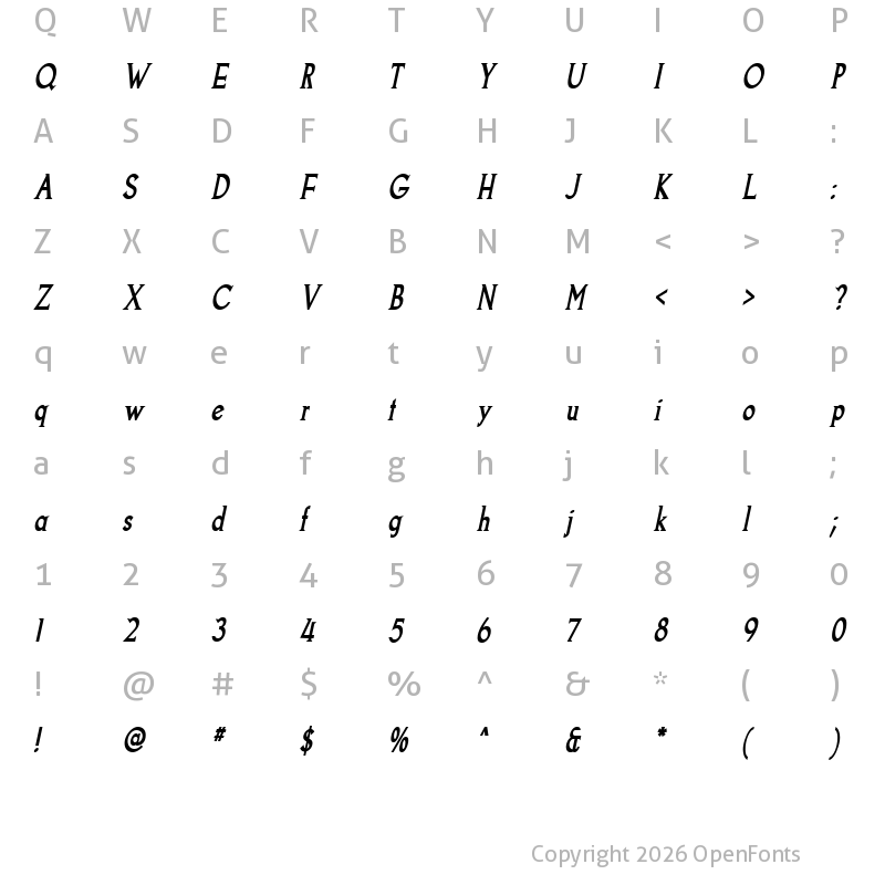 Character Map of Goodfish Bold Italic