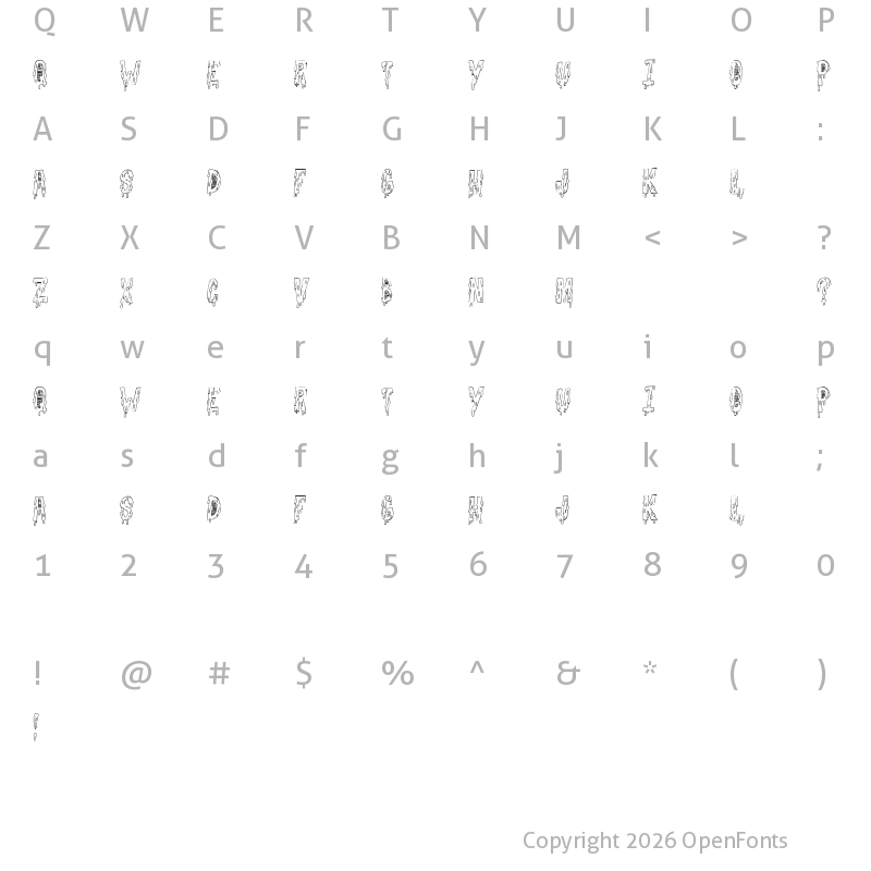 Character Map of Goodnight Freak Regular