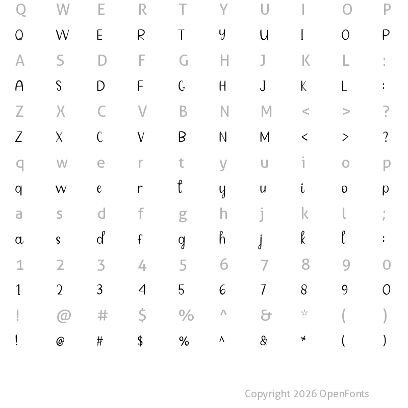 Character Map of Goodnight Regular