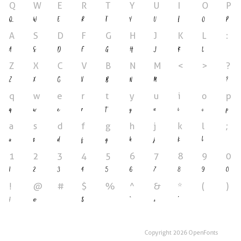 Character Map of Gook Kitt - Personal Use Regular