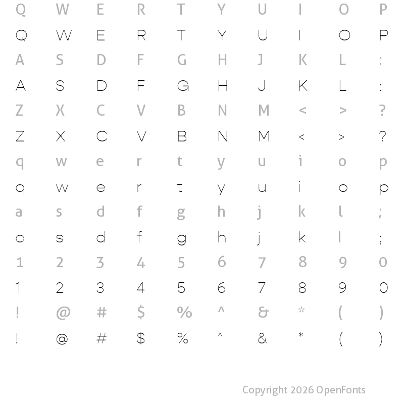 Character Map of Gopher Thin