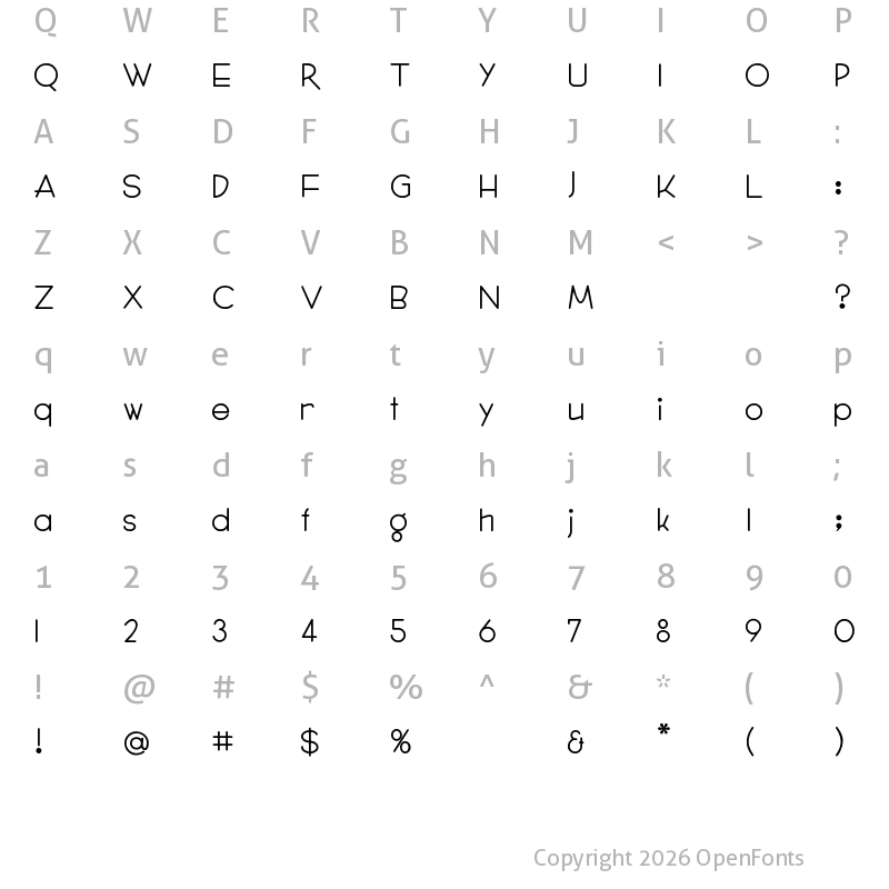 Character Map of Gordon Heights Regular