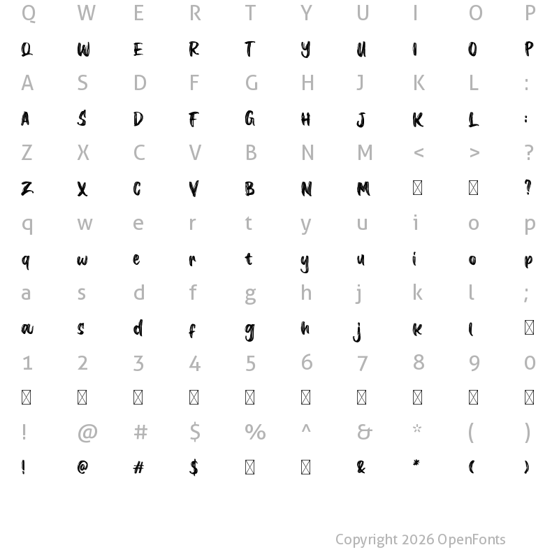 Character Map of Gosber Brush Regular