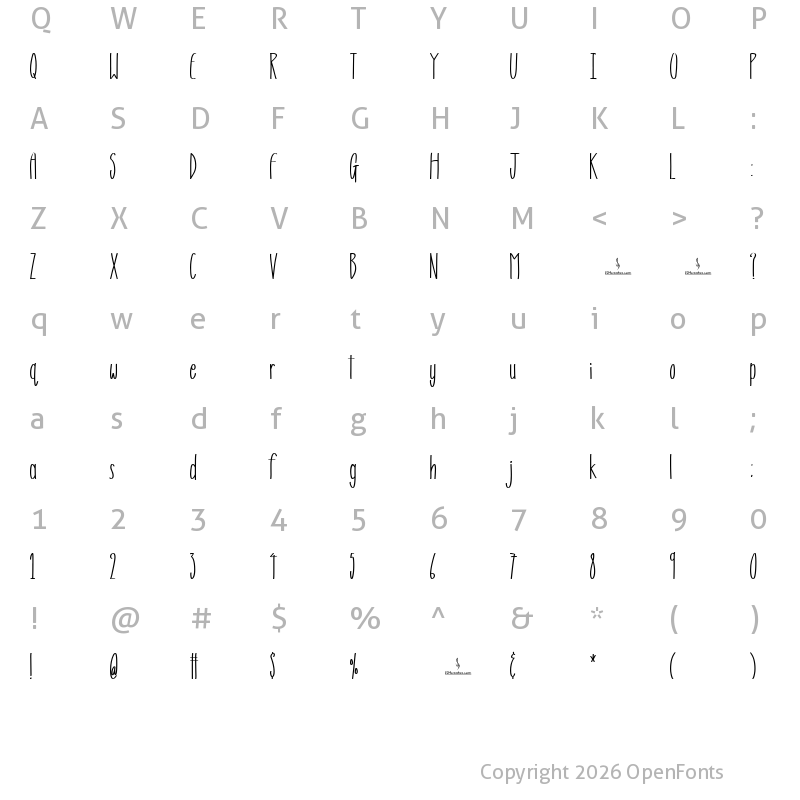 Character Map of Gospel Message Regular