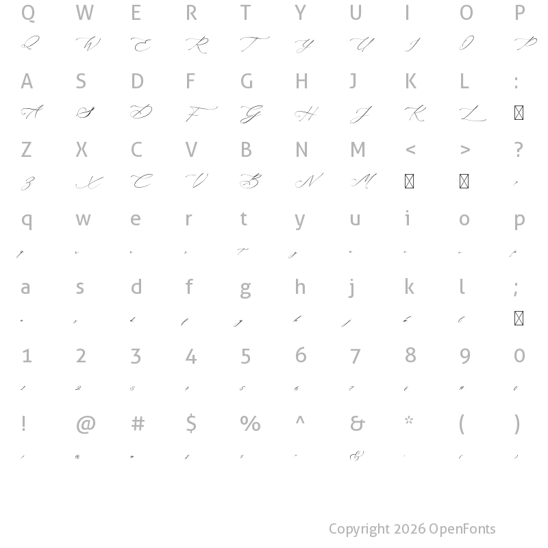 Character Map of Gosseliena Regular