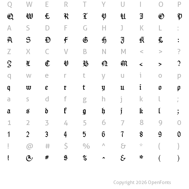 Character Map of GotenborgFraktur Regular