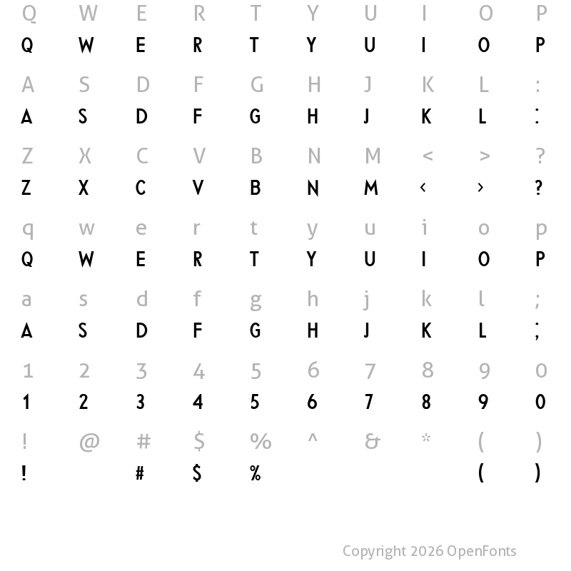 Character Map of Gothamic Regular