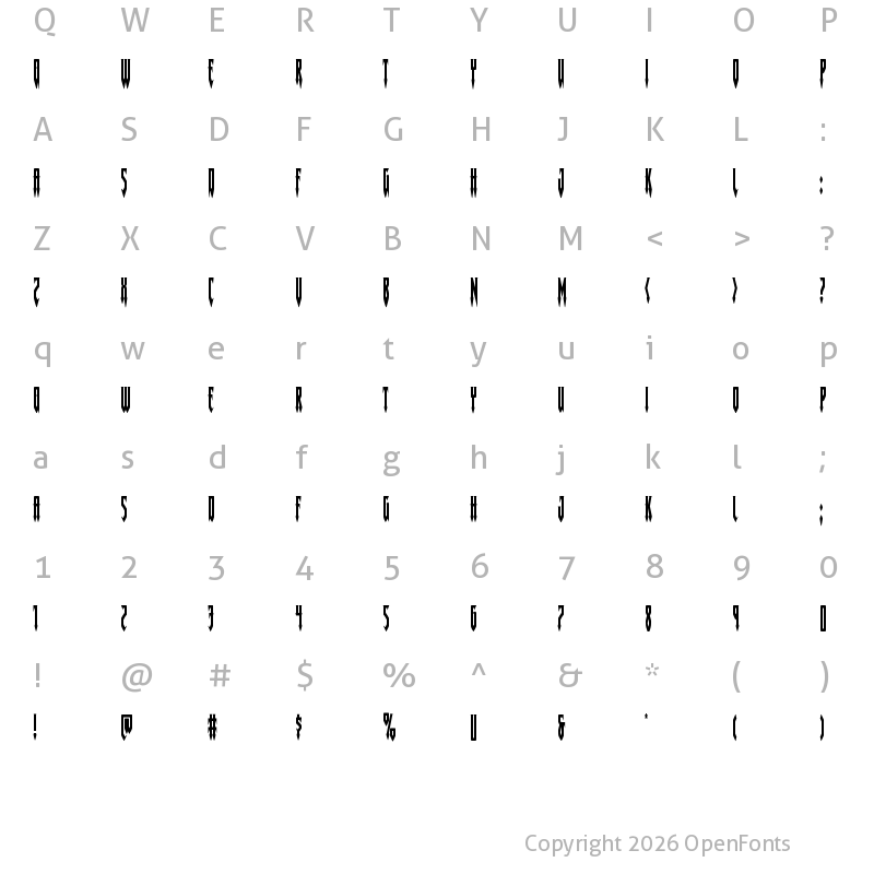 Character Map of Gotharctica Condensed Condensed