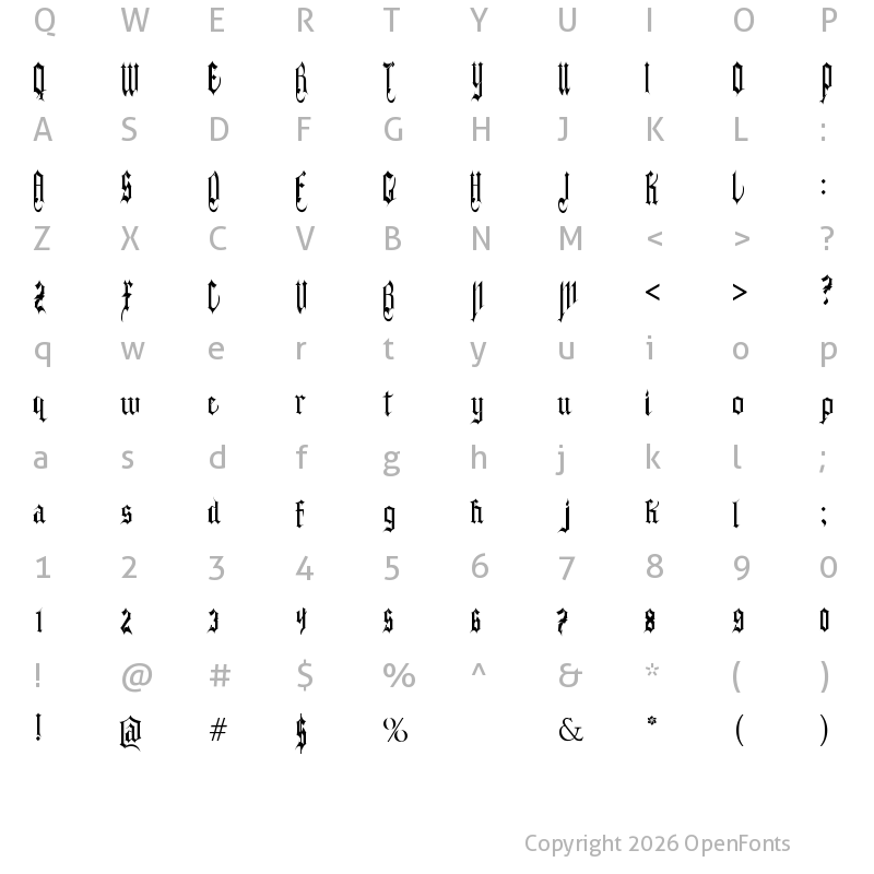 Character Map of Gothferatu Regular