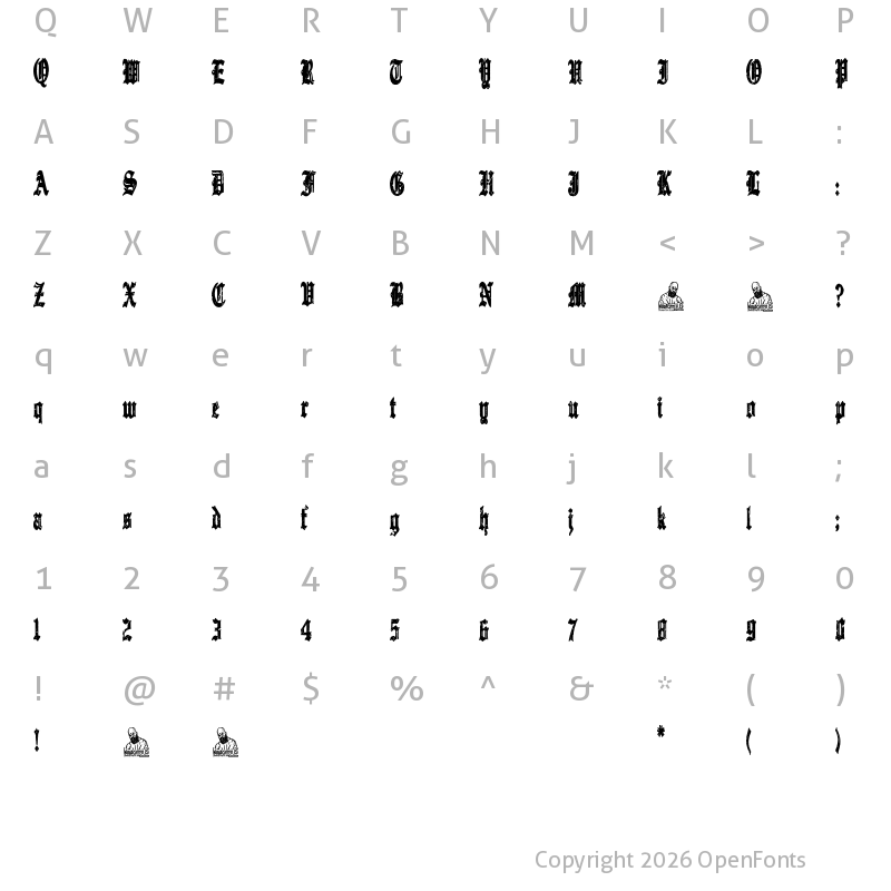 Character Map of Gothic Destroyer Regular