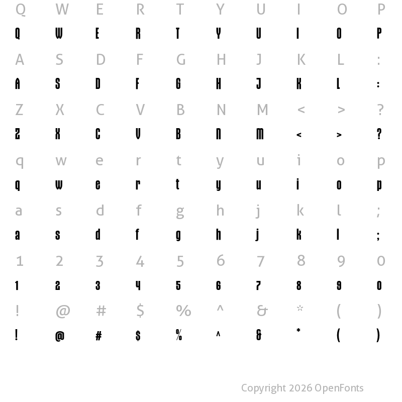 Character Map of Gothiks Condensed Bold