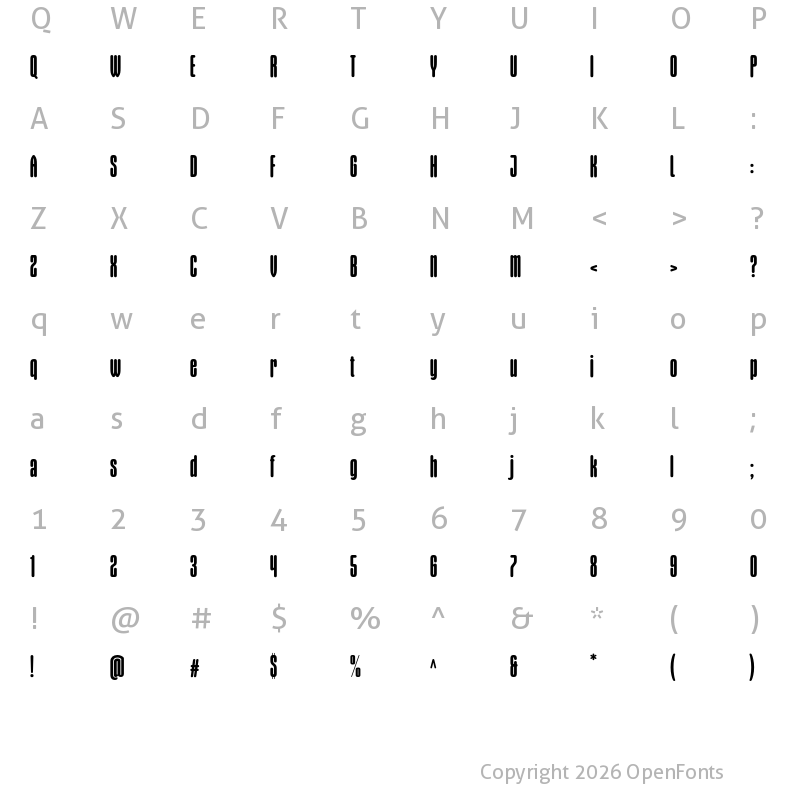 Character Map of Gothiks Round Compressed Bold