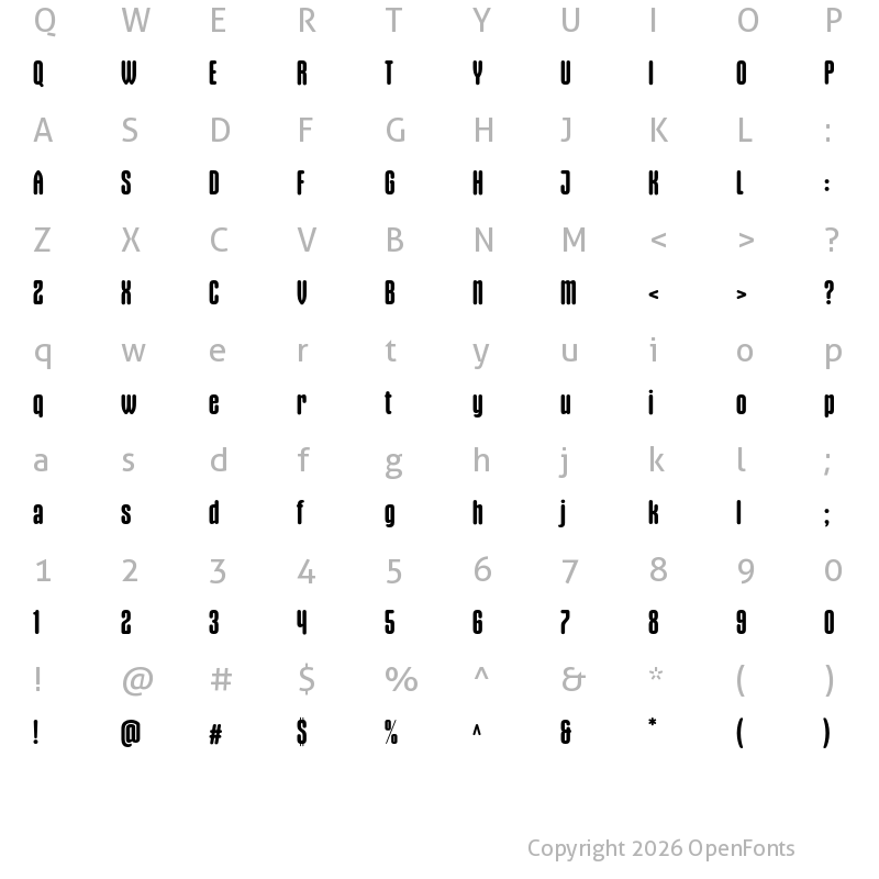 Character Map of Gothiks Round Condensed Bold