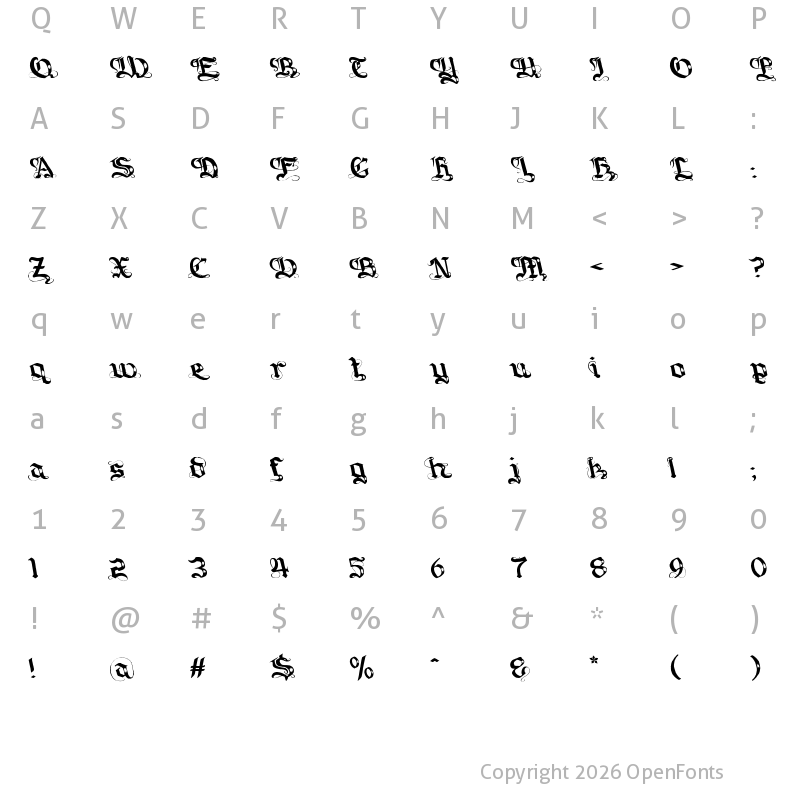 Character Map of Gotique Regular
