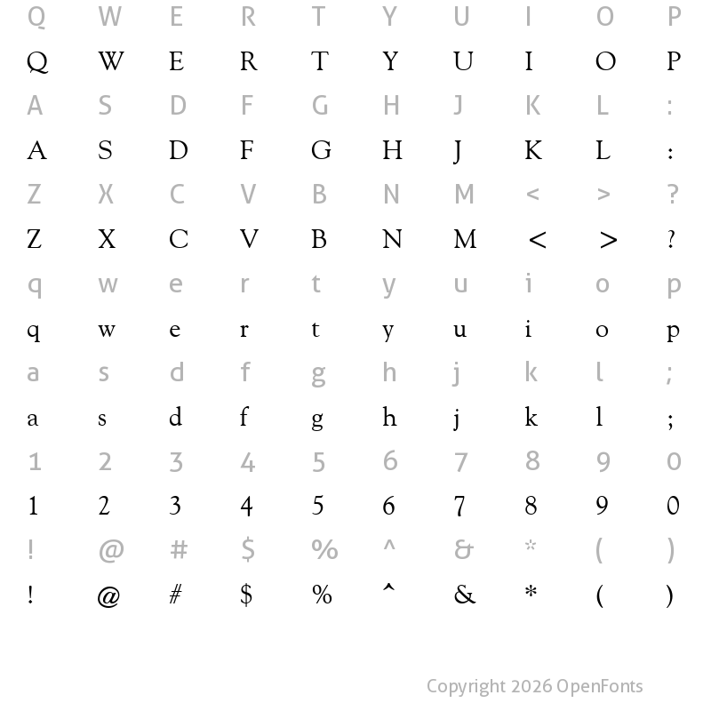 Character Map of Goudi Olde Style Regular