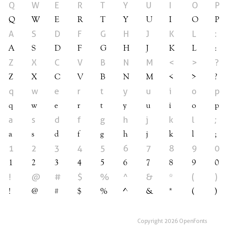 Character Map of Goudy Old Style Regular