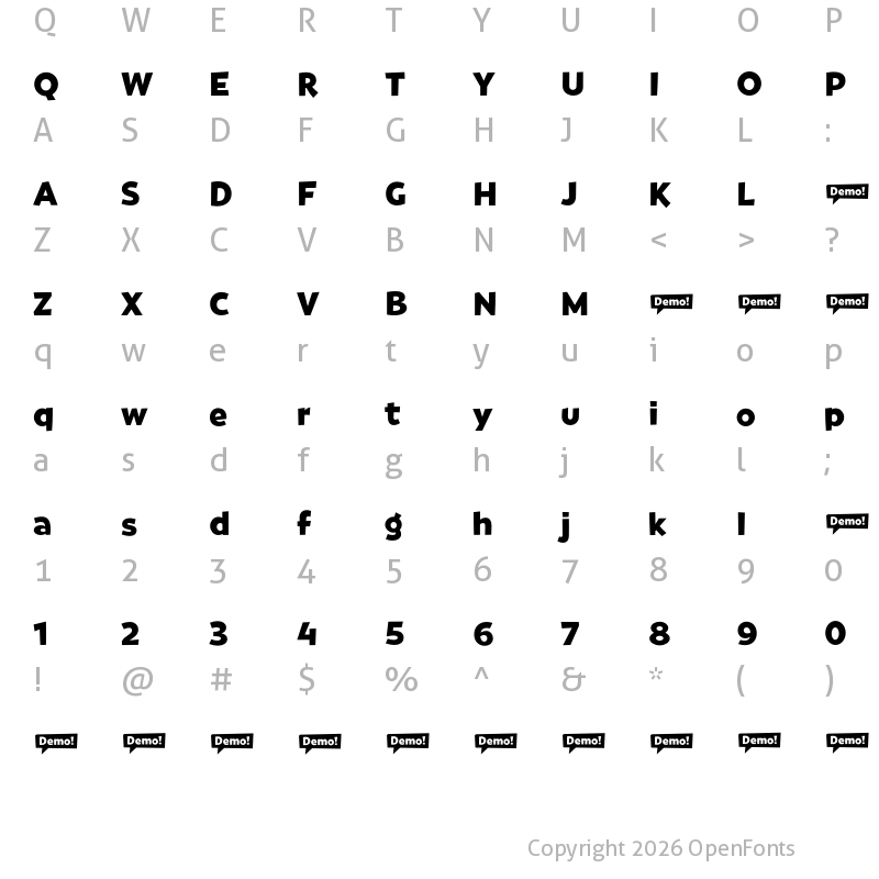 Character Map of Govia Sans Bold Demo