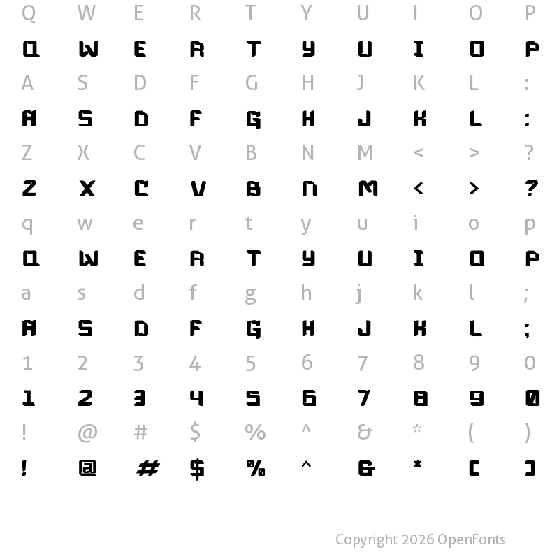 Character Map of Gozen Regular