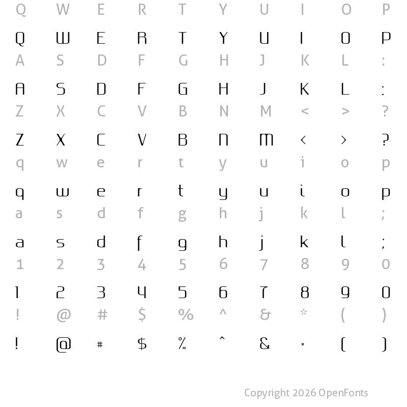 Character Map of Gputeks Regular