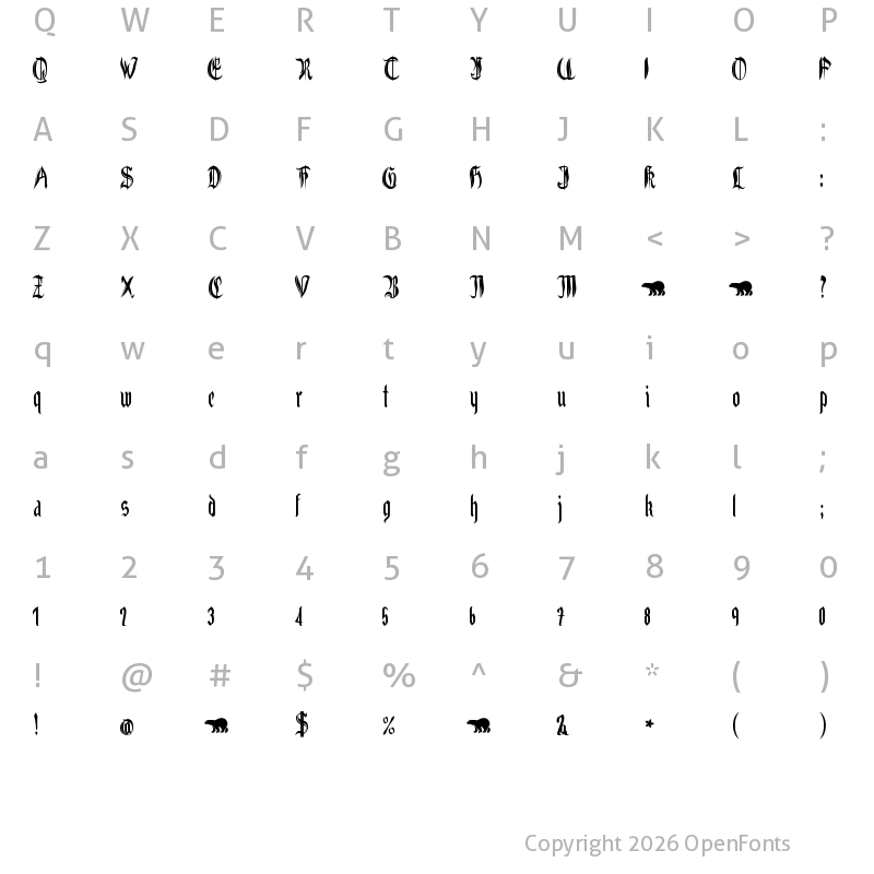 Character Map of Grabstein Gotik Regular