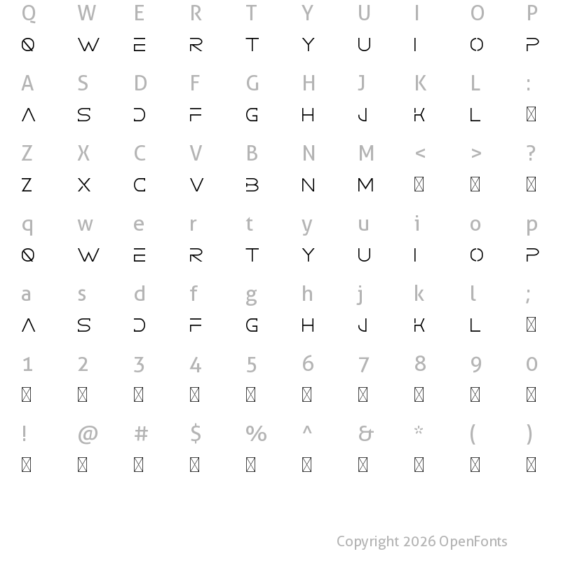 Character Map of GRACETIANS DEMO Cutting