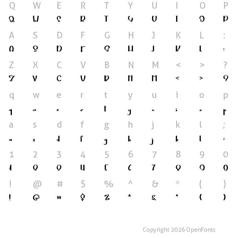 Character Map of Gracia Regular