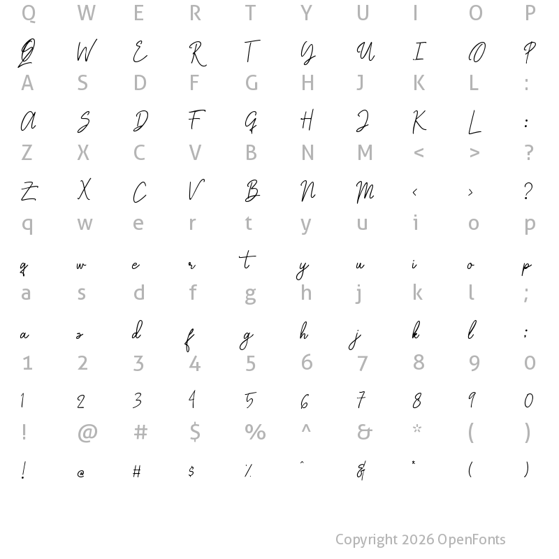 Character Map of Graciast Regular