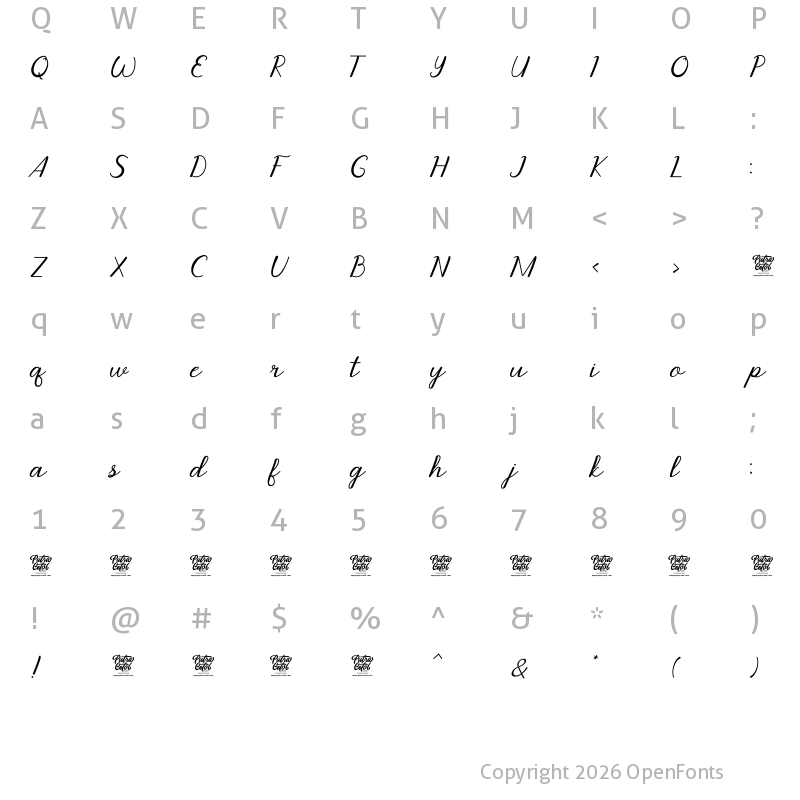 Character Map of Graciola Regular