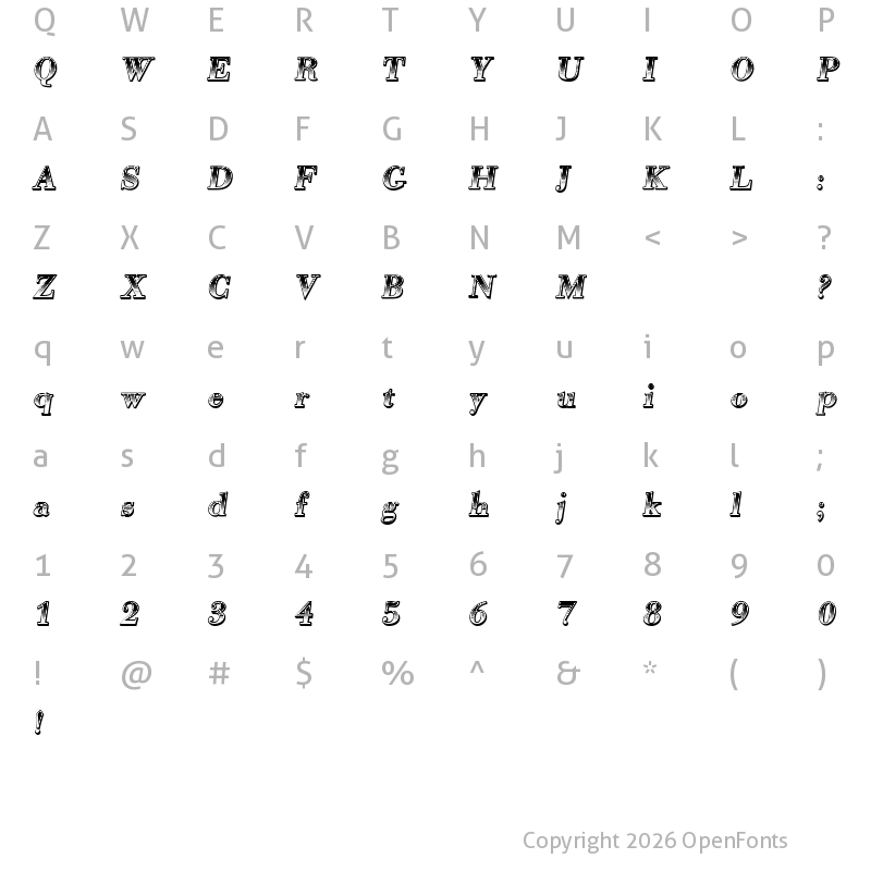 Character Map of Gradientico Italic