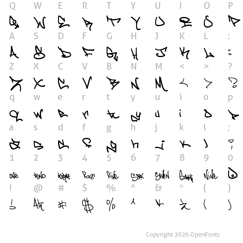 Character Map of graffd Out Regular