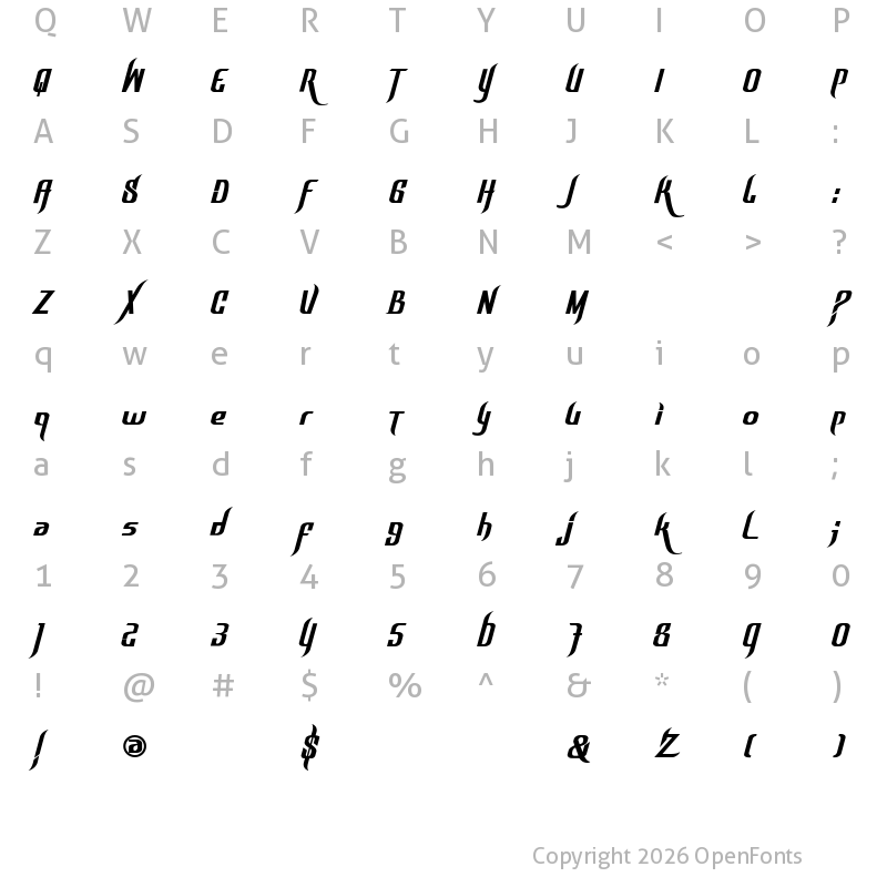Character Map of GraffickW05-Regular Regular