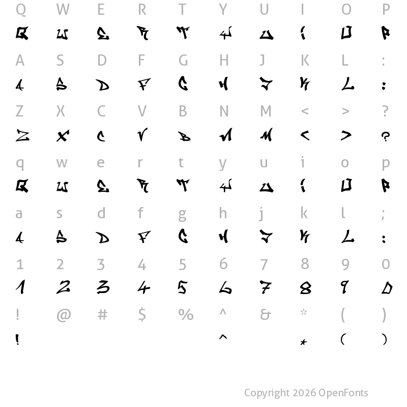 Character Map of Graffiti Regular