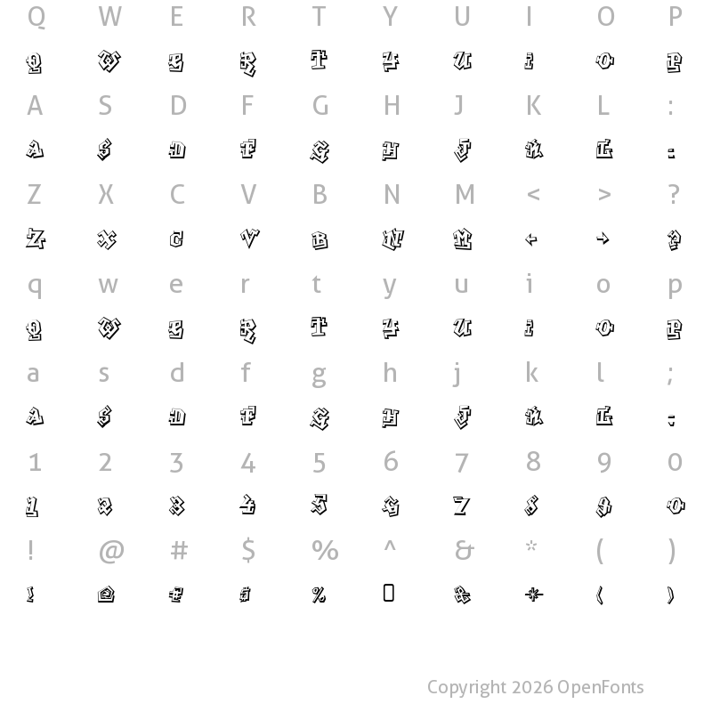 Character Map of Graffiti Treat Regular