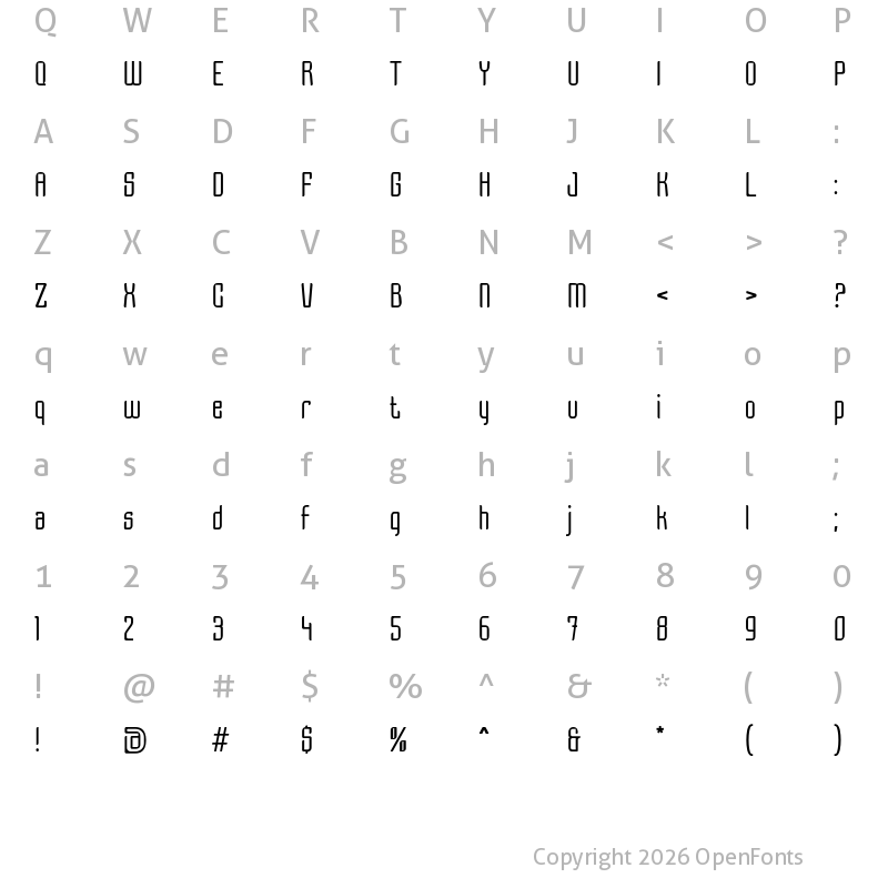 Character Map of Grage Light