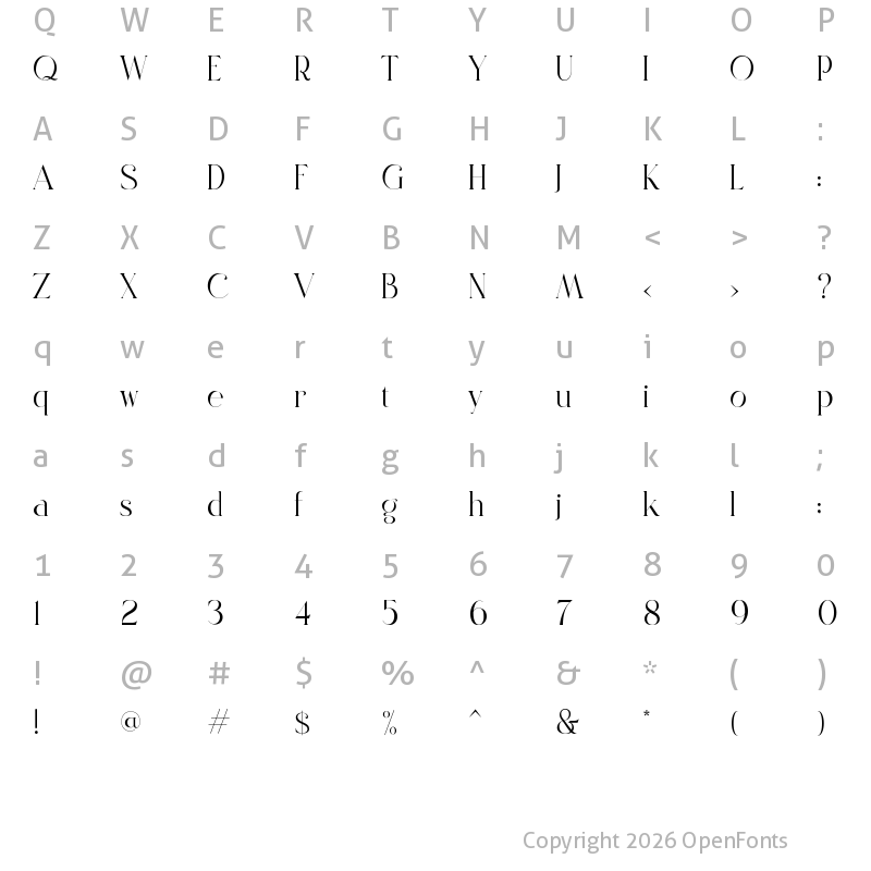 Character Map of GRANCE-DEMO Regular