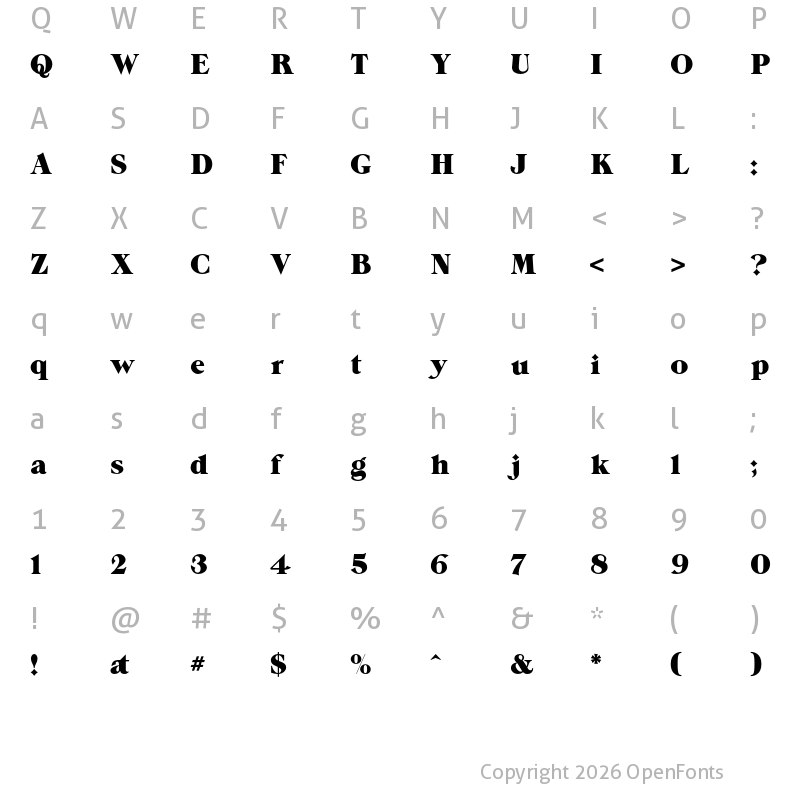 Character Map of GrandeeCP Regular