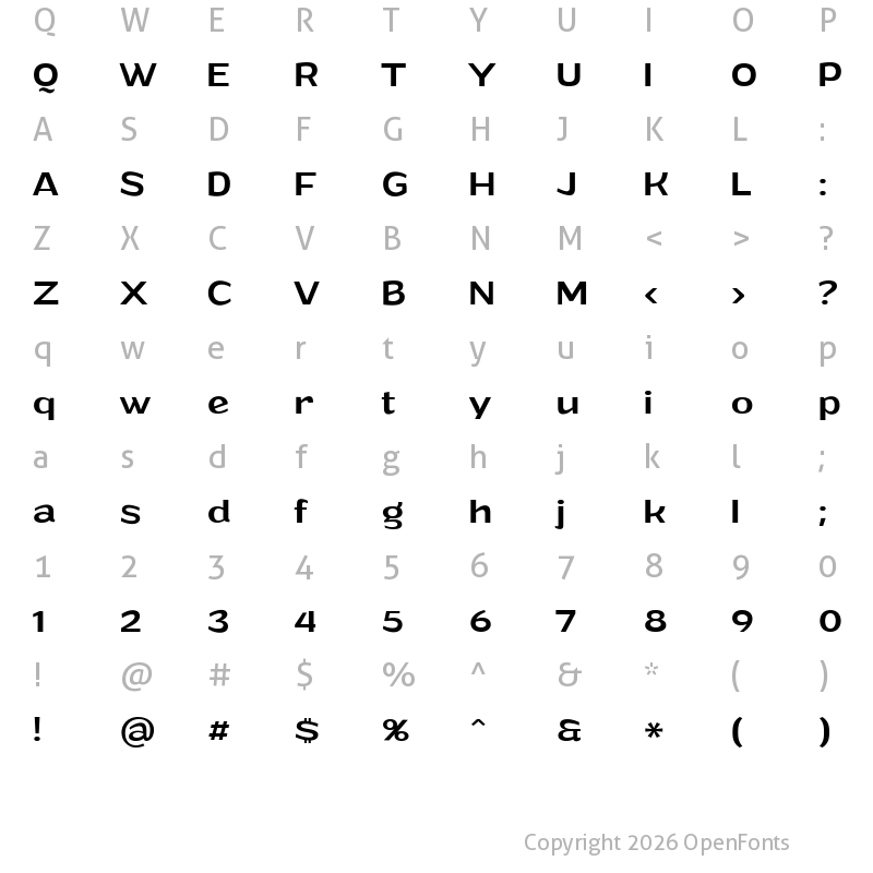 Character Map of Grandi PERSONAL USE Medium