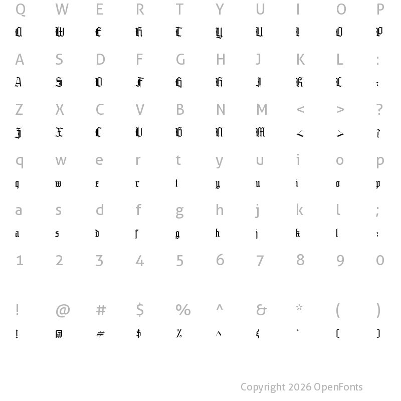 Character Map of Grandice DEMO Regular
