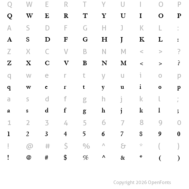Character Map of Granjon LT Bold