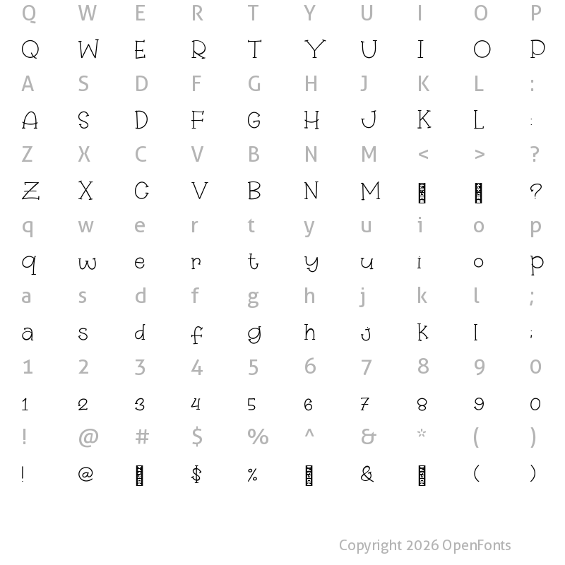 Character Map of Grape Drink Regular