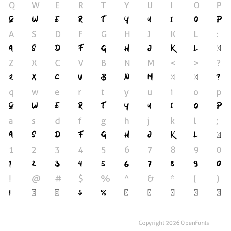 Character Map of Gratisan Regular