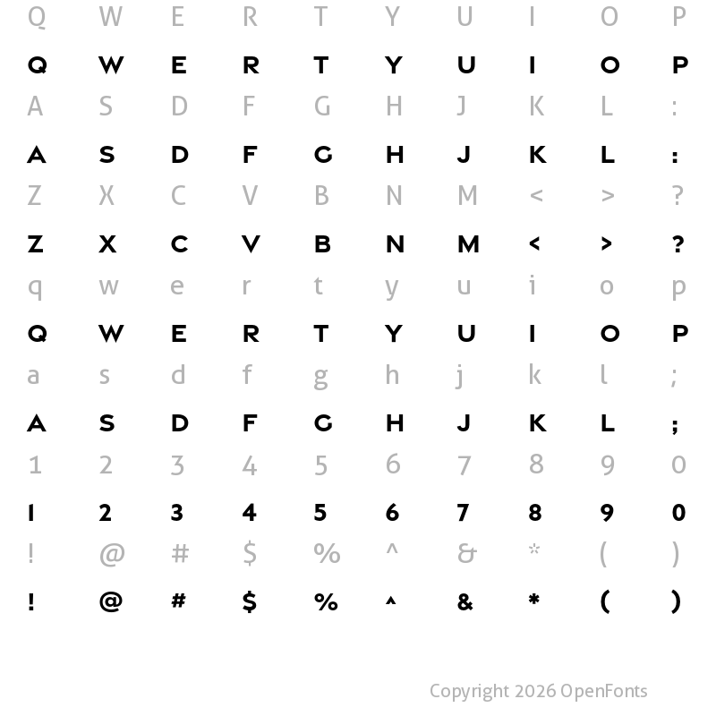 Character Map of Gravesend Sans Bold
