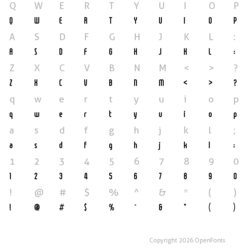 Character Map of Gravitas Regular