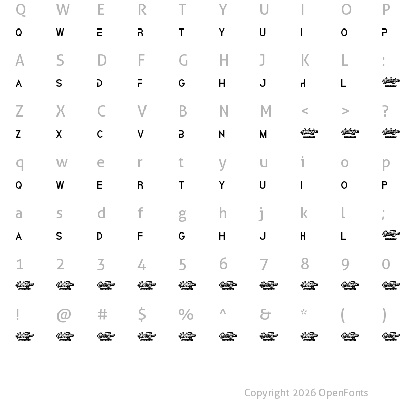Character Map of Gravitation Demo Regular