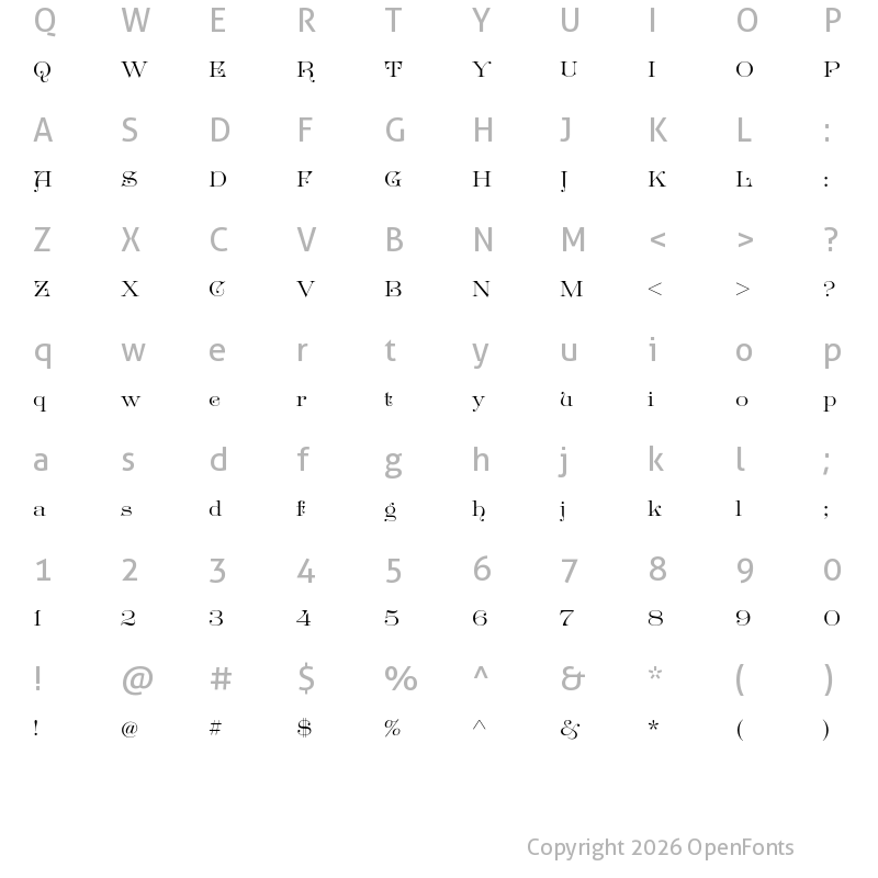 Character Map of Great Victorian Standard