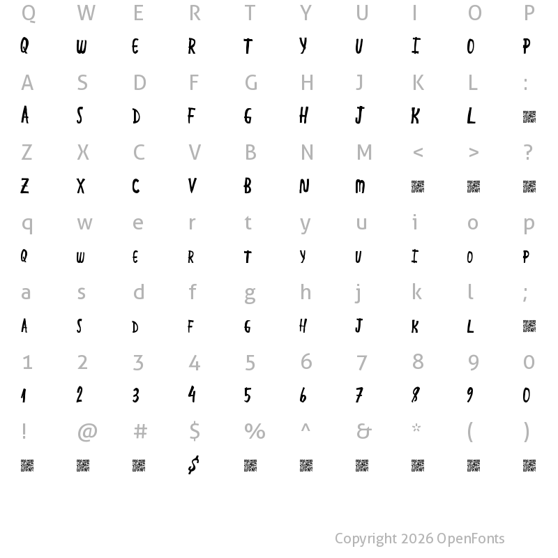 Character Map of GreatEnding Regular