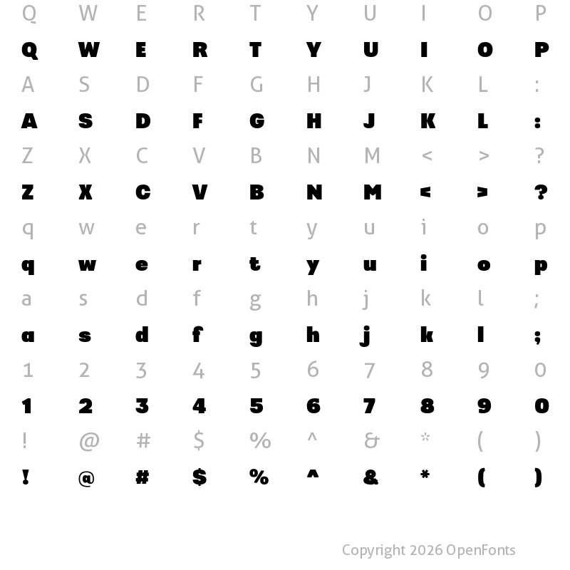Character Map of Greater Neue Heavy