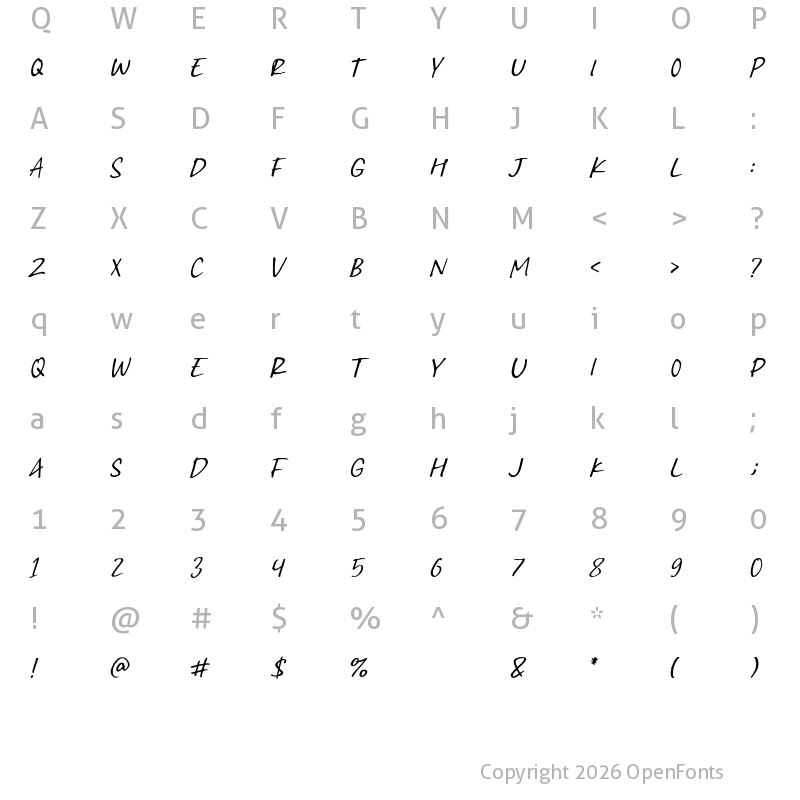 Character Map of Greatest Fortune Regular