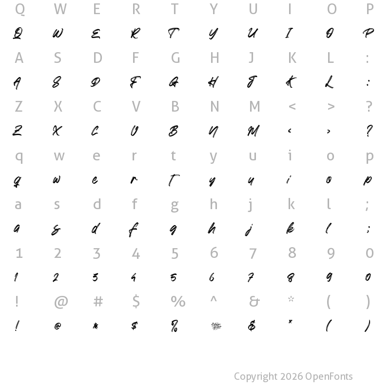 Character Map of Greatest Richmond Alternate One Regular